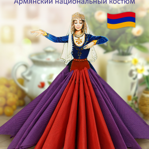 Салфетница деревянная, авторская. Девушка в армянском национальном костюме. Карина